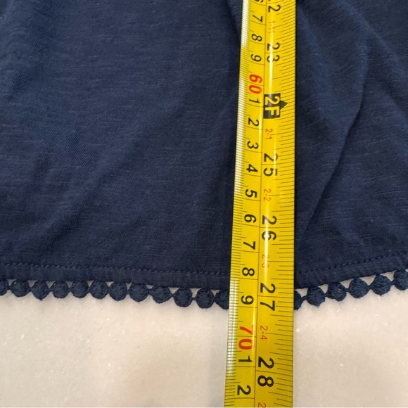 Boden Women’s Navy Blue Peasant Top  Shirt Sleeves Embroidered Trim Sz 10 - Picture 9 of 13